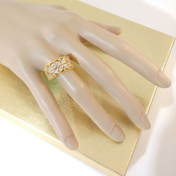 White Zircon & Yellow Topaz 14K YG Sterling Silver Ring Size 6.25 - Picture 8 of 8